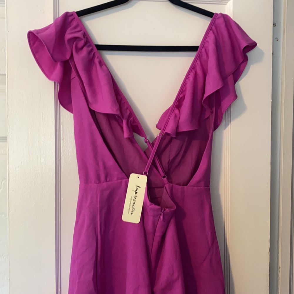 Fuchsia Ruffled Romper - Picture 2 of 3